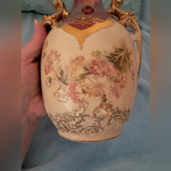 Antique Red & Gold 1891 Royal Saxe Erdmann Schlegelmilch Double Handled Vase - Picture 10 of 16